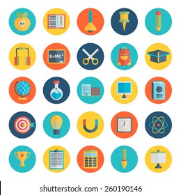 Flat style, education and e-learning vector illustrations