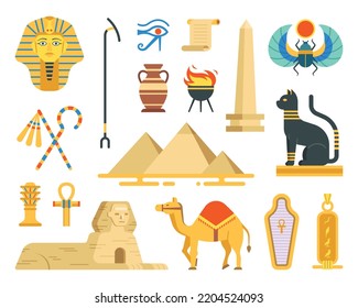 Flat style Egypt elements icon set cartoon illustration