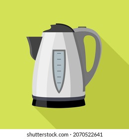 Icono de hervidor eléctrico de estilo plano sobre fondo verde claro. Ilustración vectorial.