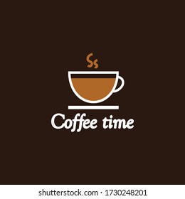 Flat style, emblem, coffee cup icon, drink coffee, vector illustration
