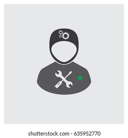 Flat style engineer icon. repairer man with a wrench icon isolated on white background. Vector illustration