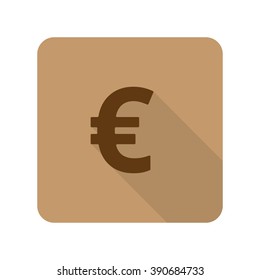 Flat style Euro web app icon on light brown background