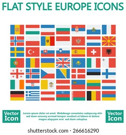 Flat style Europe flags set