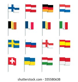 Flat Style European Flags