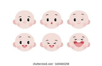 flat style Facial expression set happy face