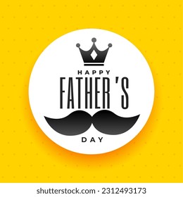 flat style father's day yellow background with crown and moustache design vector
