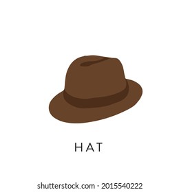 Flat Style Fedora Hat Vector illustartion. Cartoon style man's hat flat vector icon isolated on background. Bucket, Western, Derby hat icon, Campaign, Floppy Summer Hat icon symbol