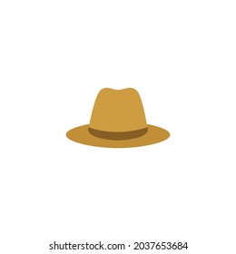 Flat Style Fedora Hat Vector Illustartion. Cartoon Style Beach Man's Hat Flat Vector Icon Isolated On Background. Bucket, Western, Derby Hat Icon, Campaign, Floppy Summer Hat Icon Symbol