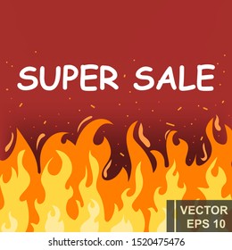 Flat style. The fire. Cartoon. Bright hot. Flame. Effect. For your design.