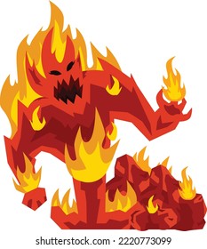 flat style fire red golem