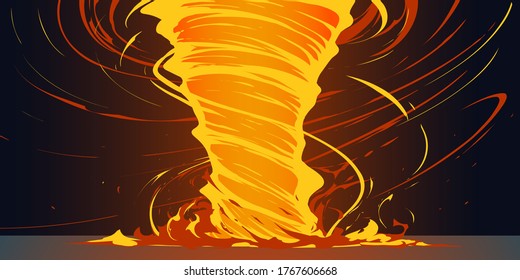 Flat style fire twist tornado