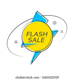 Flat style flash shape banner, price tag, sale, sticker, badge. Vector illustration. Color swatches control