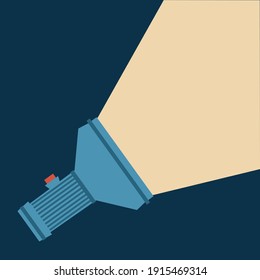 flat style flashlight and space for text