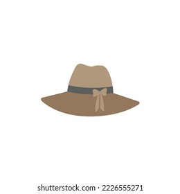 Ilustración del vector del sombrero de disquete de estilo plano. Estilo de caricatura Icono vectorial plano del sombrero de mujer aislado en el fondo. Bucket, Western, Panama hat icon, Fedora, Floppy Summer Hat símbolo