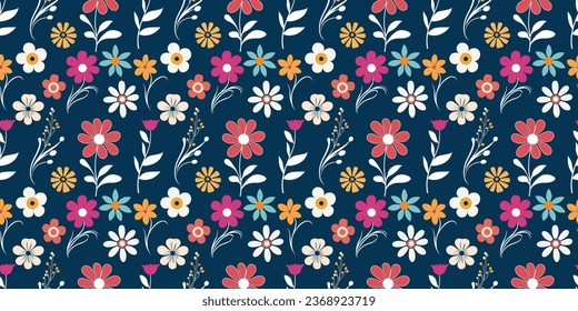 Flat style floral papercraft pattern flowers vector