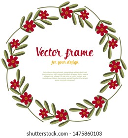 Flat style flower frame mandala. Pretty floral wreath. Vector illustration.