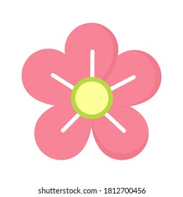 Blumengrafik im Flachstil. Blumensymbol, Valentinstag Thema.