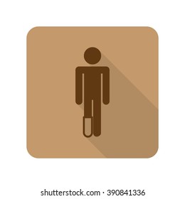 Flat style Foot web app icon on light brown background