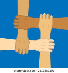 Four hands hold together for the wrist other Vector Image