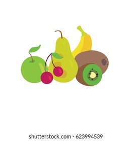Flat style fruits. Vector illustration