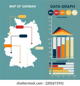 FLAT STYLE GERMANY MAP VECTOR DESIGN WITH VECTOR GRAPHICS