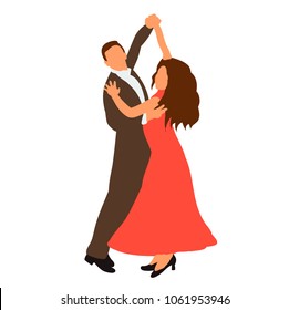 flat style, girl and guy dancing ballroom dance