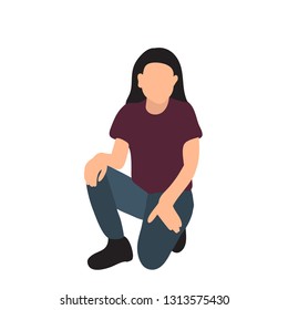  flat style girl sitting