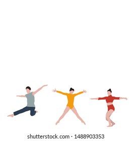 in a flat style, girls dance