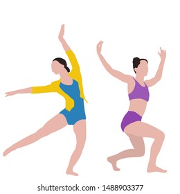 in a flat style, girls dance