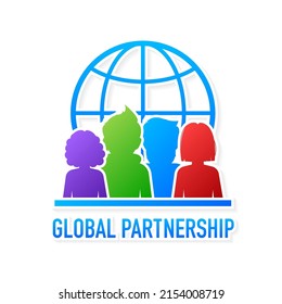 Flat style global partnership. Global social network. Digital technology