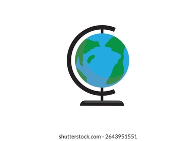 Flat style globe illustration showing Earth. Perfect for education, geography, and global concept visuals.