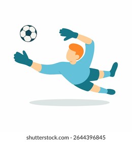 Flat Style Goalkeeper Saves the Ball During Soccer Game Illustration