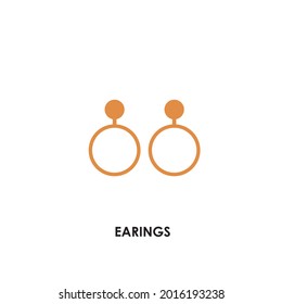 Flat Style Golden Earrings Vector illustartion. Cartoon Style Round Earrings Vector icon isolated on white background. Modern Trandy Simple Round earrings for women. Accssesories Symbol Icon