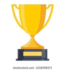 A flat style golden trophy cup, award icon. Editable EPS 10 vector graphic illustration isolated on white background.