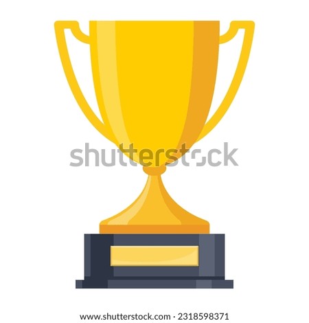 A flat style golden trophy cup, award icon. Editable EPS 10 vector graphic illustration isolated on white background.