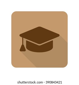 Flat style Graduation Cap web app icon on light brown background