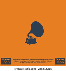 Flat style gramophone icon