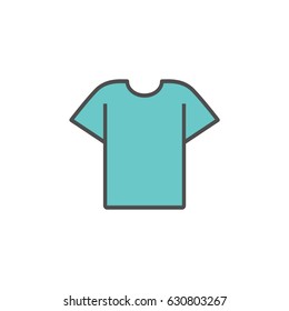 Flat style green color unisex t shirt icon. Fashion clothing. Vector illustration.