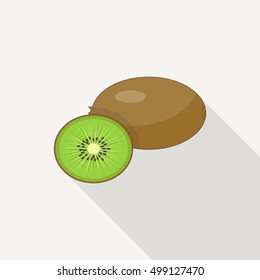 Flat style green kiwi slice and round piece.