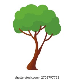 Ilustración de árbol frondoso verde de estilo plano, diseño de árbol simple. Vector tema del árbol de la naturaleza. Árbol de dibujos animados.