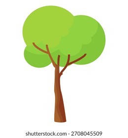 Ilustração de árvore folhosa verde estilo plano, design de árvore simples. Tema da árvore de natureza vetorial. Árvore de desenhos animados.