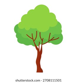 Ilustración de árbol frondoso verde de estilo plano, diseño de árbol simple. Vector tema del árbol de la naturaleza. Árbol de dibujos animados.
