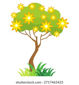 Ilustración de árbol frondoso verde de estilo plano, diseño de árbol simple. Vector tema del árbol de la naturaleza. Árbol de dibujos animados.