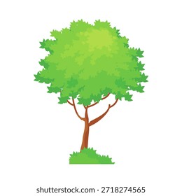 Ilustración de árbol frondoso verde de estilo plano, diseño de árbol simple. Vector tema del árbol de la naturaleza. Árbol de dibujos animados.