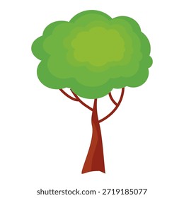 Ilustración de árbol frondoso verde de estilo plano, diseño de árbol simple. Vector tema del árbol de la naturaleza. Árbol de dibujos animados.