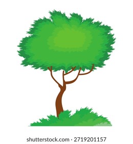 Ilustración de árbol frondoso verde de estilo plano, diseño de árbol simple. Vector tema del árbol de la naturaleza. Árbol de dibujos animados.