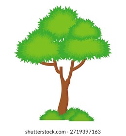 Ilustración de árbol frondoso verde de estilo plano, diseño de árbol simple. Vector tema del árbol de la naturaleza. Árbol de dibujos animados.
