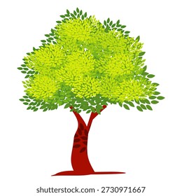 Ilustración de árbol frondoso verde de estilo plano, diseño de árbol simple. Vector tema del árbol de la naturaleza. Árbol de dibujos animados.