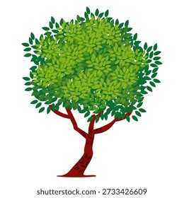 Ilustración de árbol frondoso verde de estilo plano, diseño de árbol simple. Vector tema del árbol de la naturaleza. Árbol de dibujos animados.