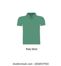 Flat Style Green Polo T-shirt Vector illustartion. Cartoon style simple blue tshirt vector icon isolated on white background. Modern Simple Polo Henley Shirt. Half Sleeve T-shirt symbol icon